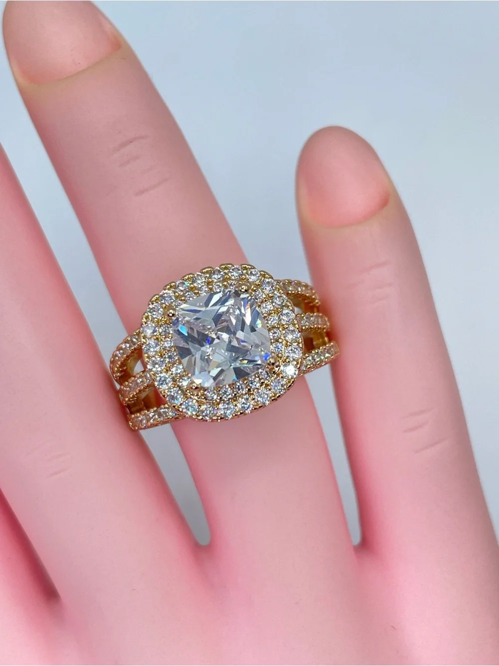 Swarovski Crystal Elements White Crystal Halo Statement Ring Bold Sz 8